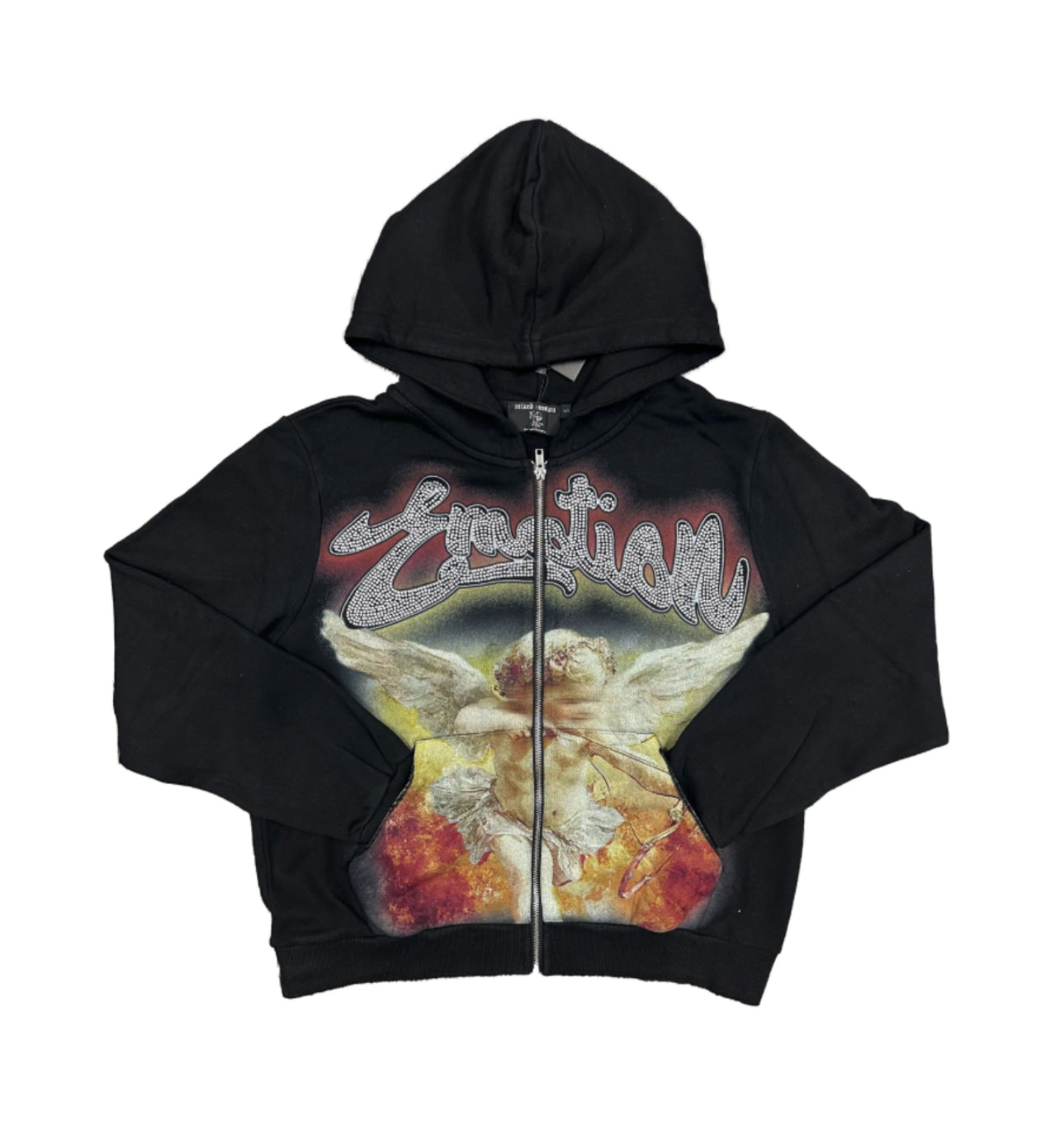 MIXED EMOTIONS: Black Rhinestone Hoodie