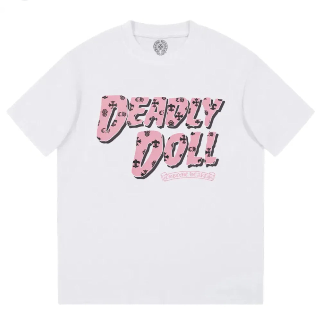 Chrome Hearts: White Deadly Doll Cemetery Crosses T-Shirt