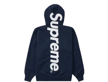 SUPREME: Satin Appliqué Sweatshirt Navy Blue