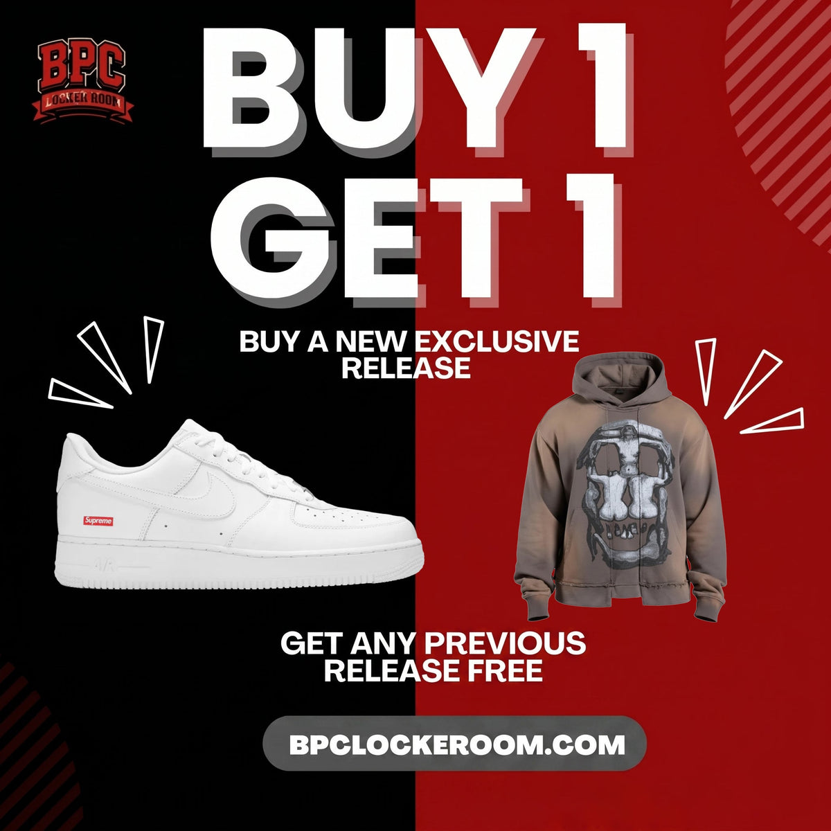 Buy 1 RVS Hoodie Get 1 Pair of Supreme Air Force 1s