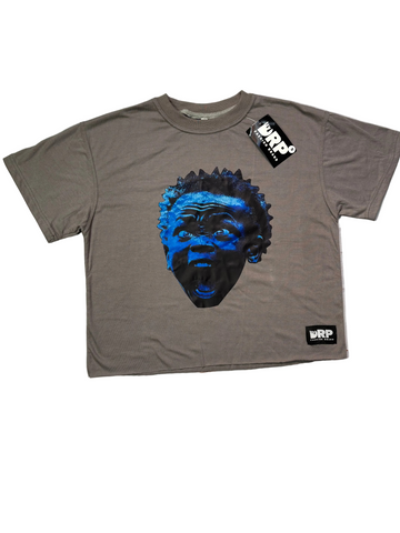 LOST MINDS: Charcoal/ Blue Cropped Tee