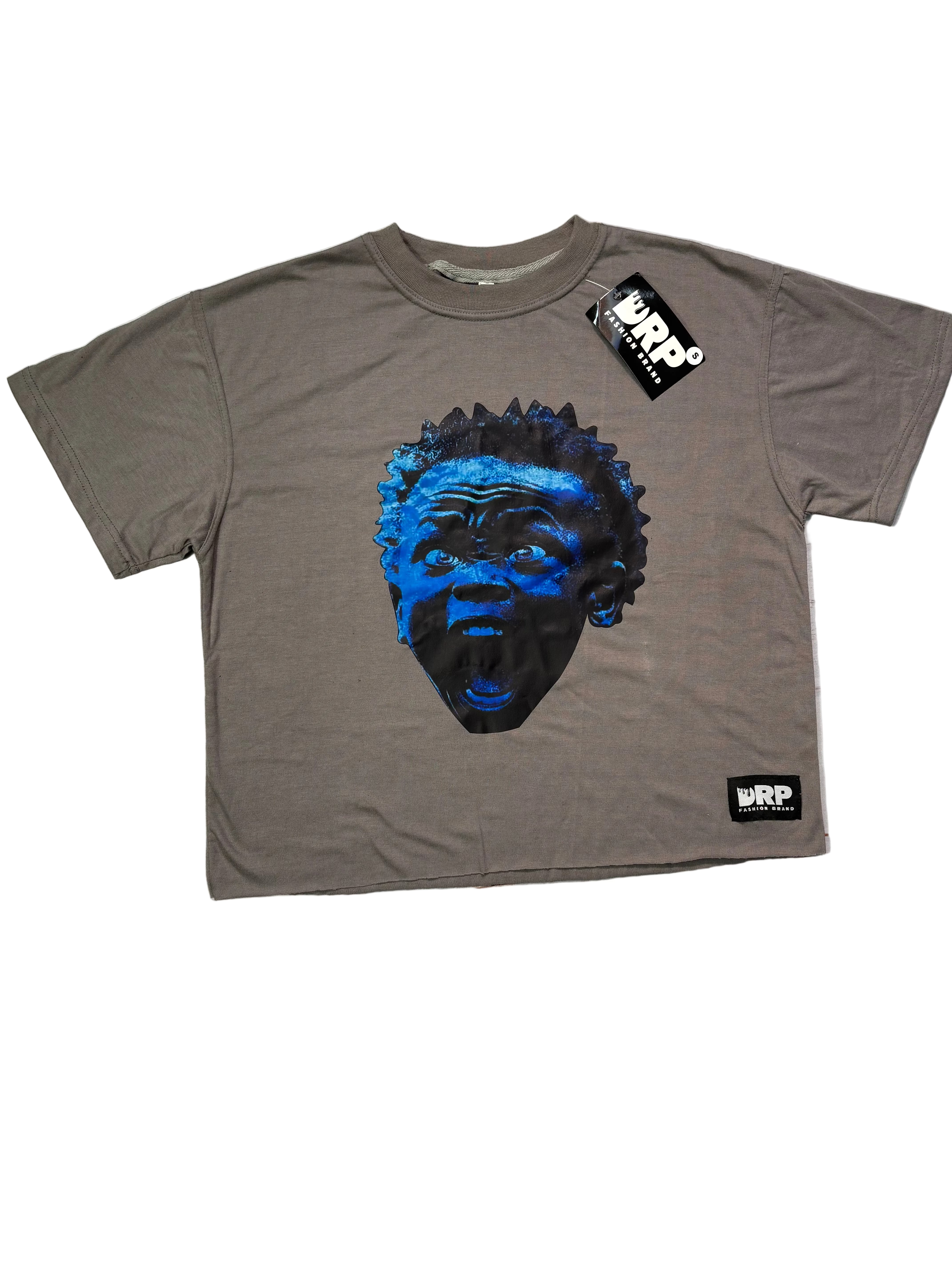LOST MINDS: Charcoal/ Blue Cropped Tee