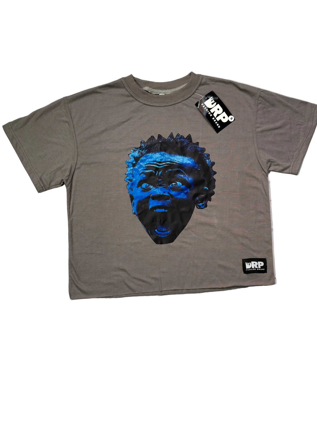 LOST MINDS: Charcoal/ Blue Cropped Tee product image