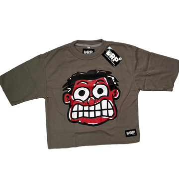 LOST MINDS : Grey/ Red Crop Tee