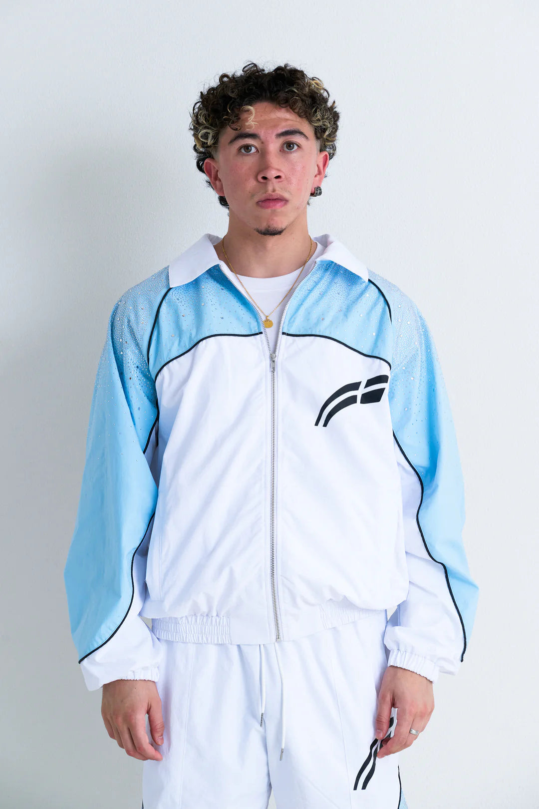 RVS ASTRAL: WHITE/SKY BLUE WINDBREAKER JACKET