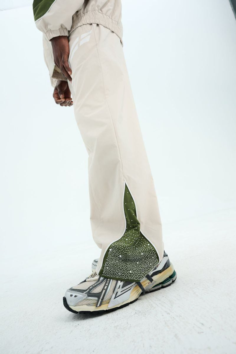 CREAM/ GREEN "ASTRAL" WINDBREAKER PANTS