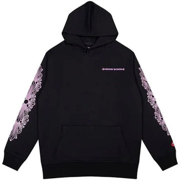 Chromes heart: blk/pink pull over hoodie
