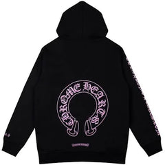 Chromes heart: blk/pink pull over hoodie