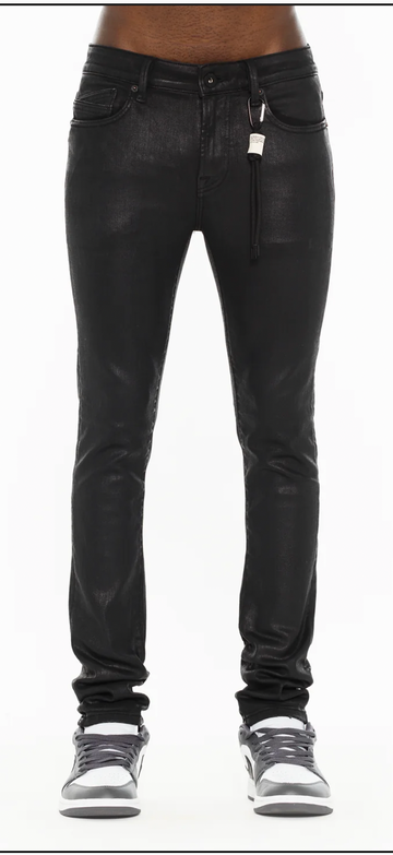 CULT OF INDIVIDUALITY: PUNK SUPER SKINNY FIT 601 JEANS BLACK COATED
