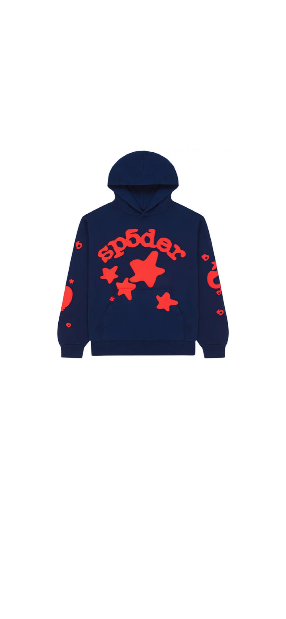 SP5DER :
 NAVY BLUE/ RED HOODIE