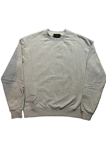 PREMIUM MILANO: GRAY SCRIPT TONAL CREWNECK