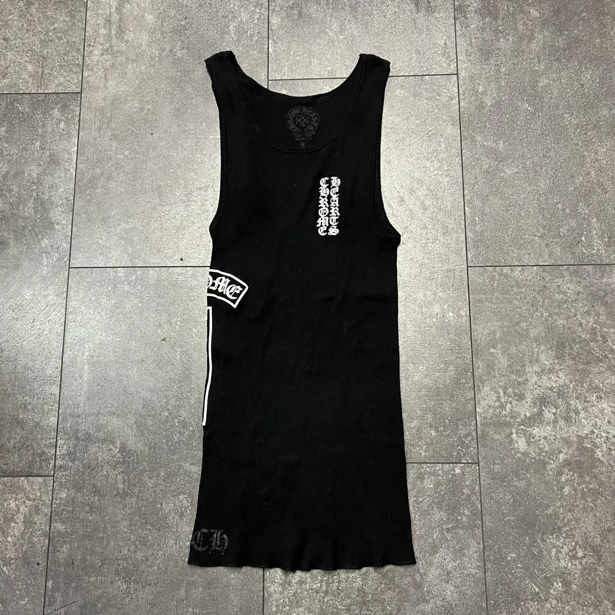 CHROME HEARTS: BLK/WHITE T-BAR SCRIPT LOGO TANK TOP DRESS
