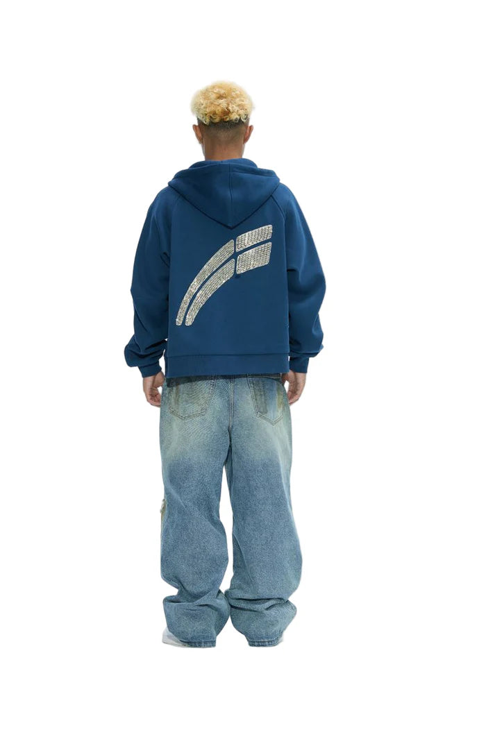 RVS LABS: ANCHOR BLUE RHINESTONE ETOILE HOODIE