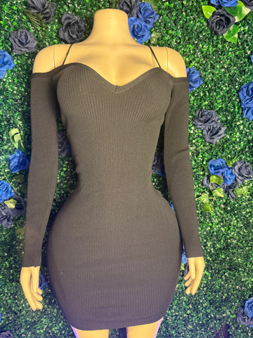 BLACK LACE UP BACKLESS MINI DRESS