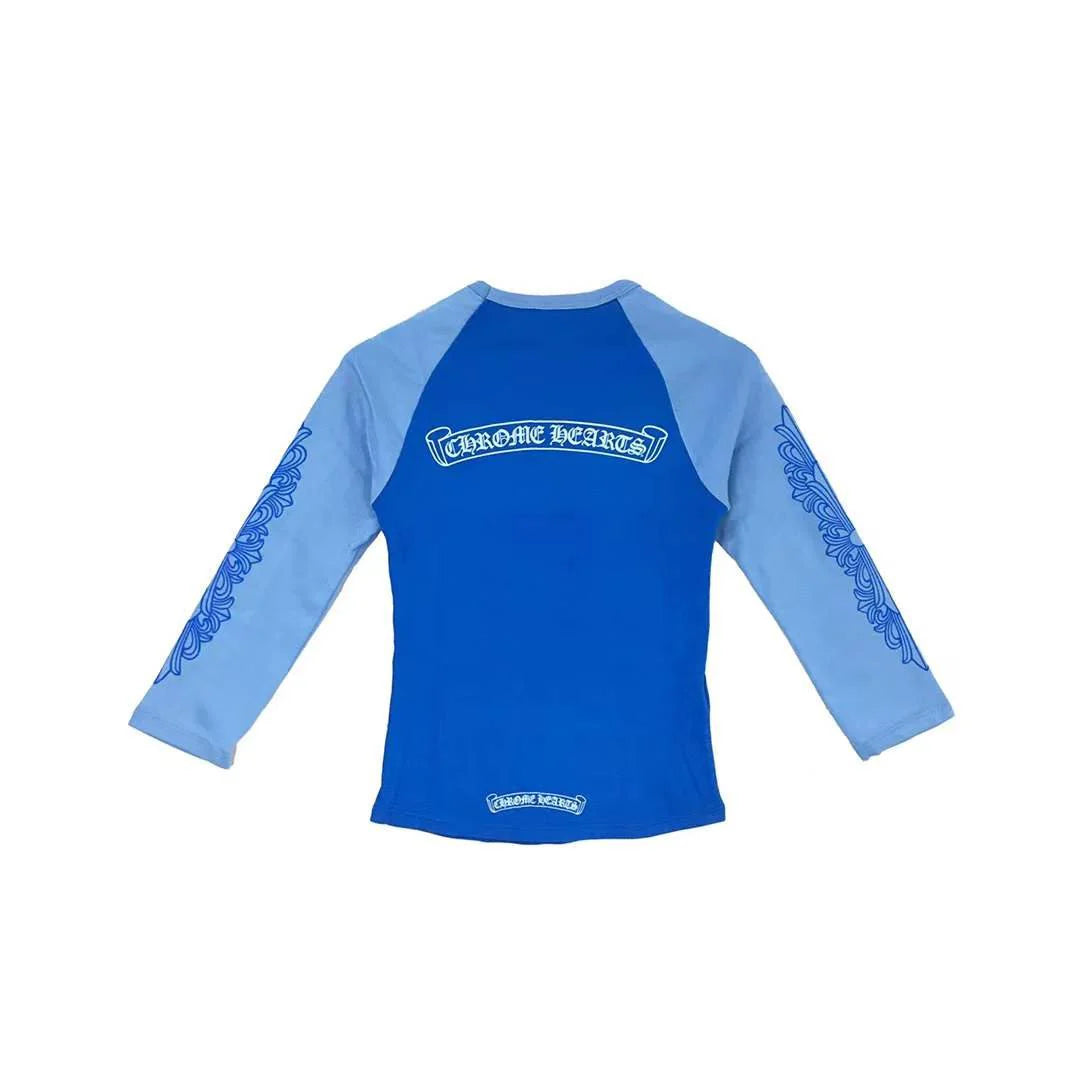 CHROME HEARTS: BLUE FLORAL LONG MID SLEEVE BABY TSHIRT