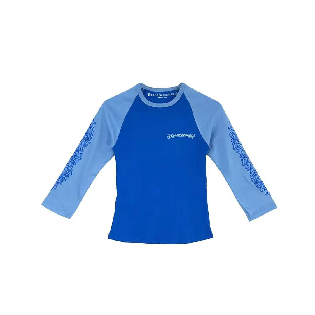 CHROME HEARTS: BLUE FLORAL LONG MID SLEEVE BABY TSHIRT