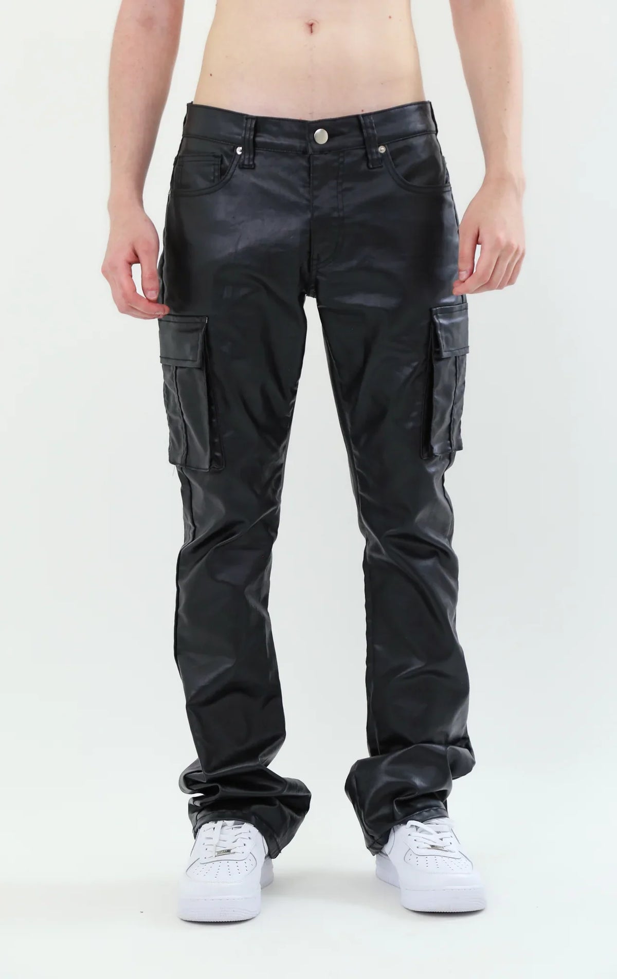 Armor: Faux Leather Stacked Jeans