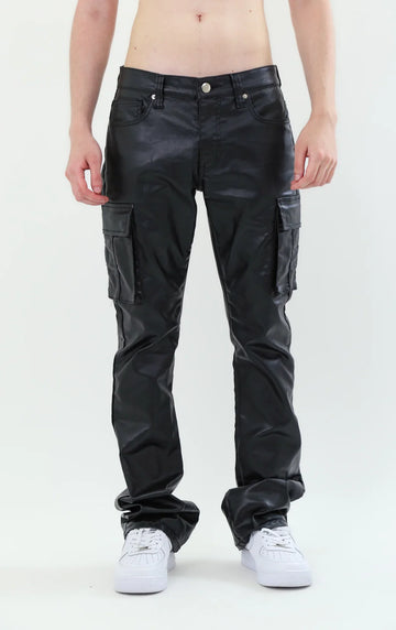 Armor: Faux Leather Stacked Jeans