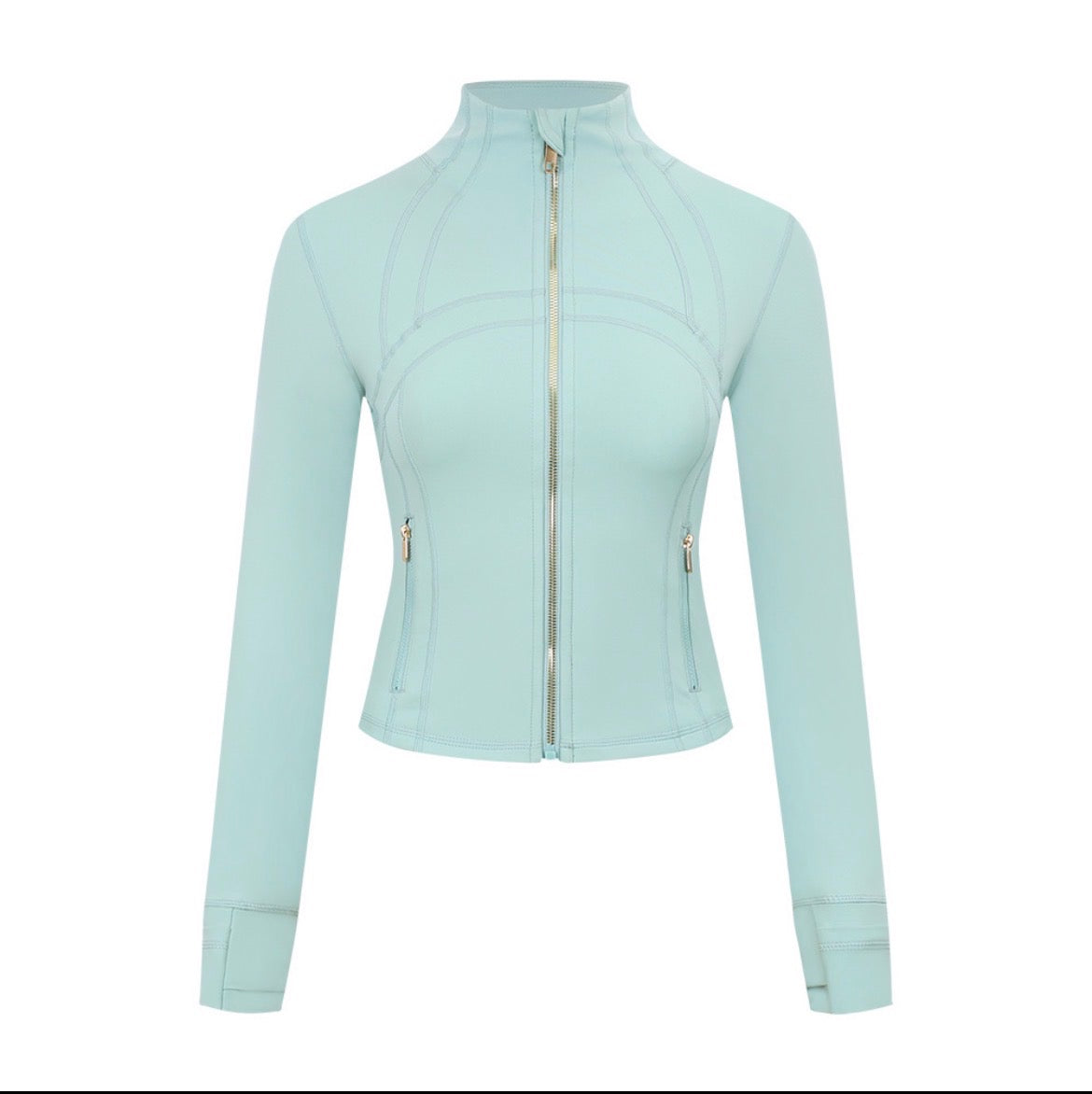 LULULEMON: TEAL CROPPED GOLD ZIPPER LEGGINGS SET
