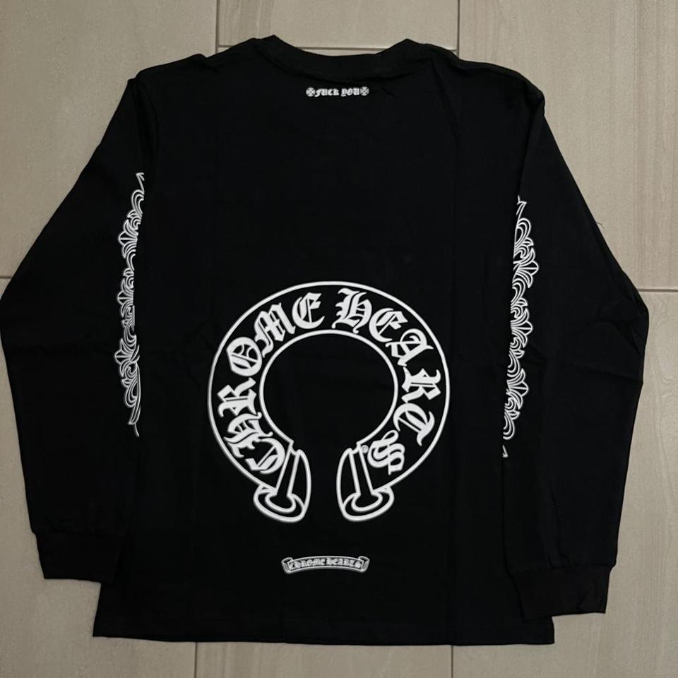 CHROME HEARTS: Black Horseshoe Longsleeve Tee