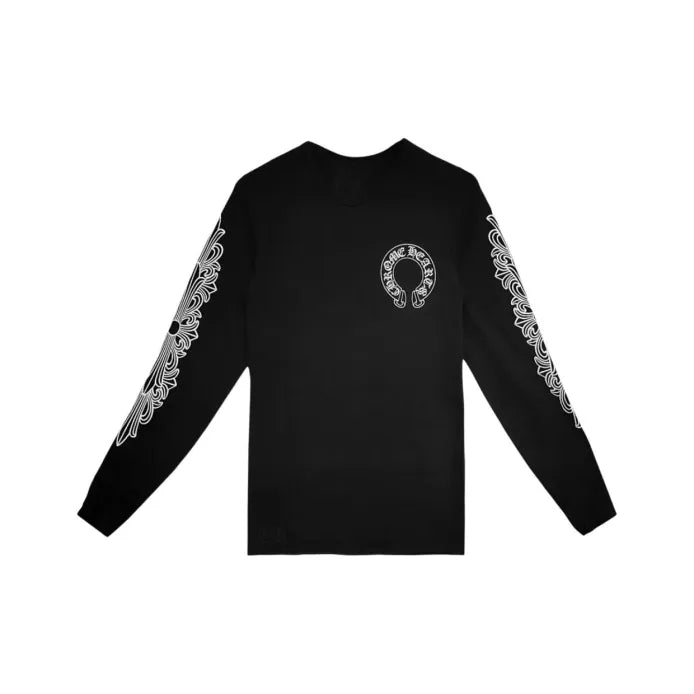 CHROME HEARTS: Black Horseshoe Longsleeve Tee