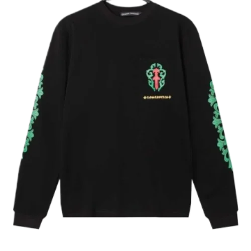 Chrome Hearts Rose Cross Floral Vine Sword Long Sleeve T-Shirt Black