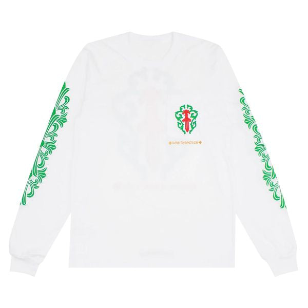 Chrome Hearts Rose Cross Floral Vine Sword Long Sleeve T-Shirt White