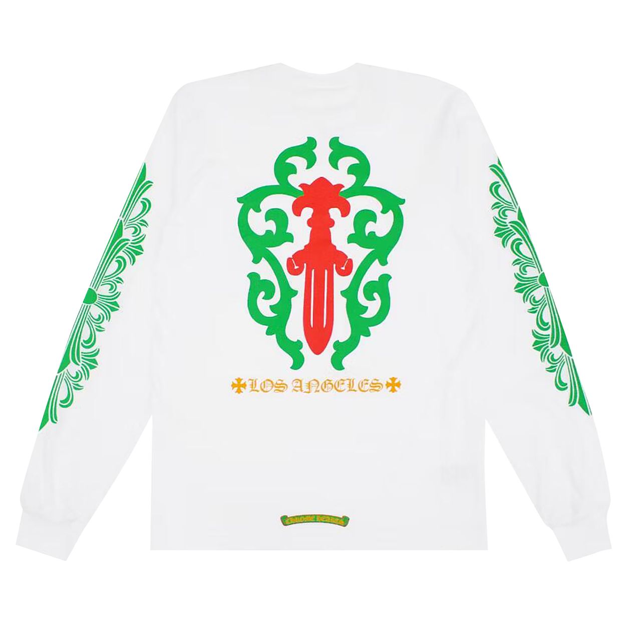 Chrome Hearts Rose Cross Floral Vine Sword Long Sleeve T-Shirt White