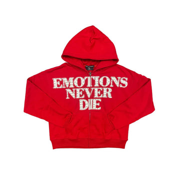 MIXED EMOTIONS: RED END RHINESTONE HOODIE