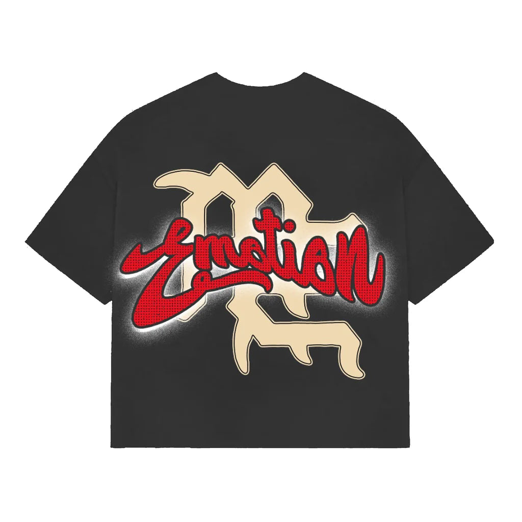 MIXED EMOTION: GREY RHINESTONE CROPPED TEE