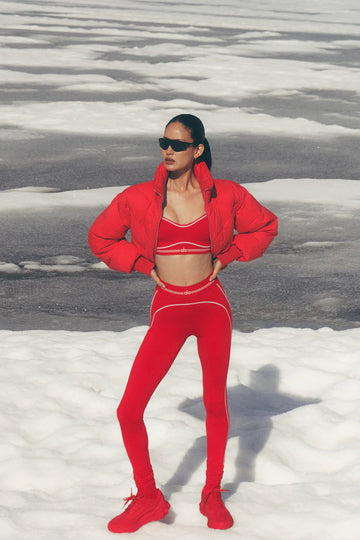ALO: Airbrush Heart Throb Bright Red/White Leggings Set