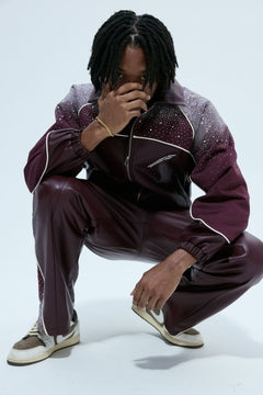 RVS: Pebbled Leatherette Maroon “Astral” Windbreaker