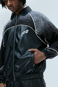 RVS: Pebbled Leatherette Black “Astral” Windbreaker